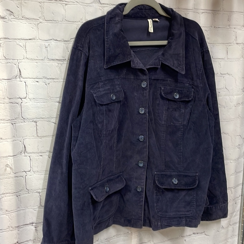 St. John’s Bay stretch Navy Corduroy Button up Jacket/Shacket size 2x - Picture 2 of 9